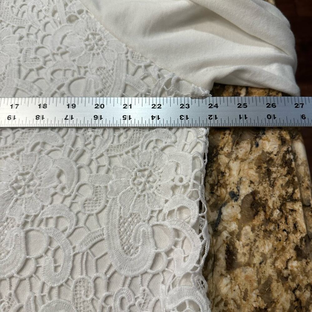 Adrianna Papell Women’s XL Ivory Long Sleeve Lace Front Sweatshirt - Picture 5 of 10